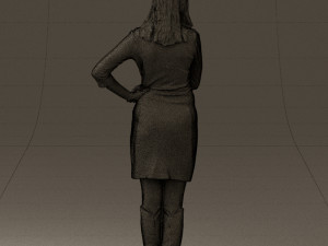 woman in black blue dress long shoes 0539 Modelo 3D