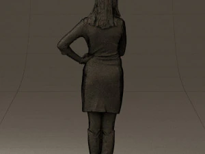 woman in black blue dress long shoes 0539 3D Model
