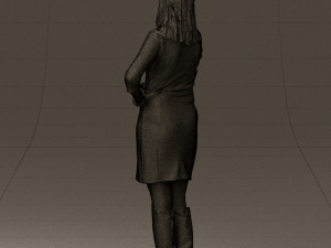 woman in black blue dress long shoes 0539 Modelo 3D