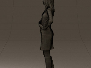 woman in black blue dress long shoes 0539 Modelo 3D