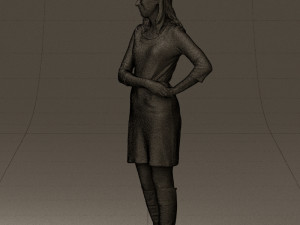 woman in black blue dress long shoes 0539 Modelo 3D