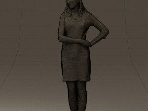woman in black blue dress long shoes 0539 Modelo 3D