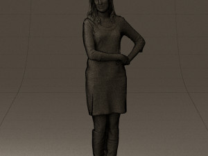 woman in black blue dress long shoes 0539 Modelo 3D