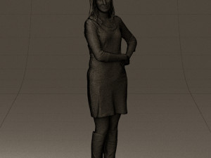 woman in black blue dress long shoes 0539 Modelo 3D