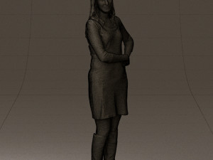 woman in black blue dress long shoes 0539 Modelo 3D