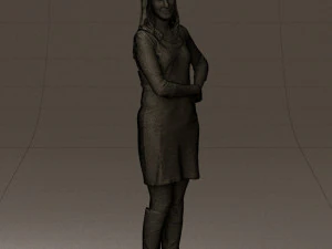 woman in black blue dress long shoes 0539 3D Model