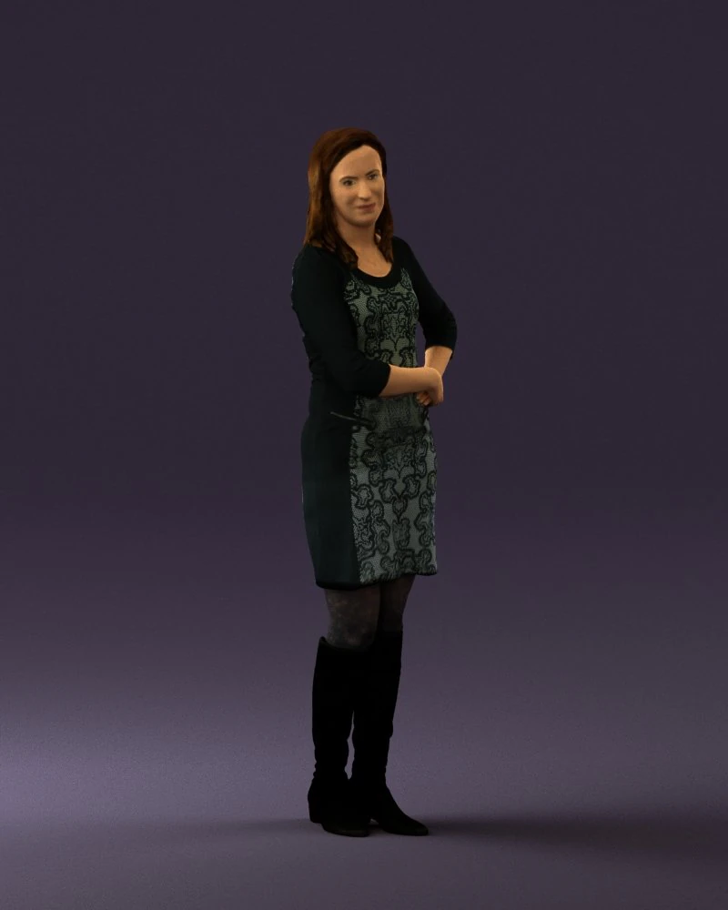woman in black blue dress long shoes 0539 3d print ready 3D Print Model .c4d .max .obj .3ds .fbx .stl .blend 