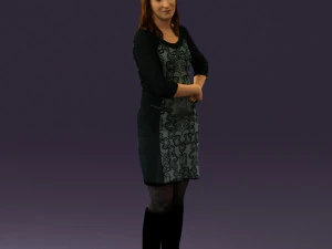 mulher com vestido preto azul sapatos longos 0539 impress&atilde;o 3D pronta Modelo de Impressão 3D