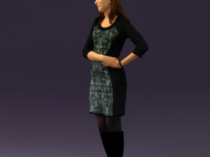woman in black blue dress long shoes 0539 3d print ready 3D Print Model