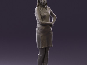 woman in black blue dress long shoes 0539 3d print ready 3D Print Model