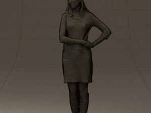 woman in black blue dress long shoes 0539 3d print ready 3D Print Model