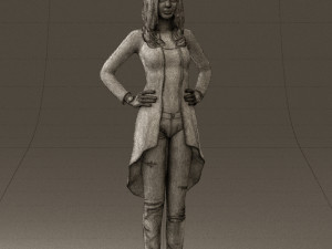 woman in jeans blue plaid coat 0536 Modello 3D