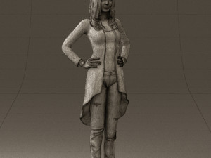 woman in jeans blue plaid coat 0536 Modello 3D