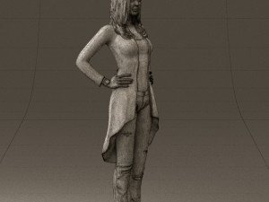 woman in jeans blue plaid coat 0536 Modello 3D