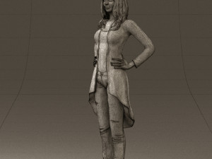 woman in jeans blue plaid coat 0536 3d print ready 3D 打印模型