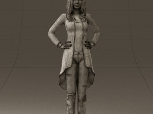 woman in jeans blue plaid coat 0536 3d print ready 3D 打印模型