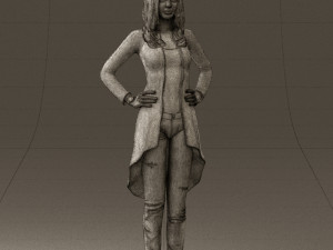 woman in jeans blue plaid coat 0536 3d print ready 3D 打印模型