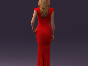 woman in long red dress 0535 3D मॉडल