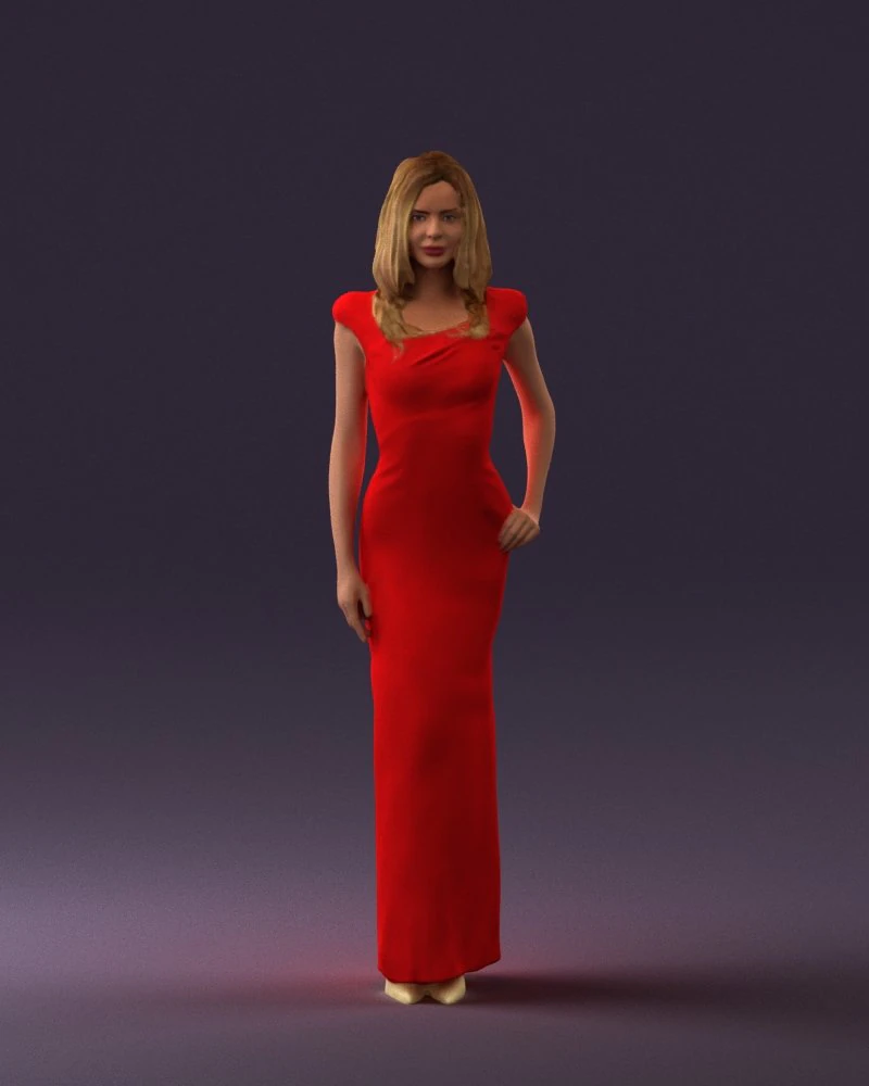 woman in long red dress 0535 3d print ready 3D Print Model .c4d .max .obj .3ds .fbx .stl .blend 