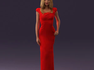 жінка в довгій червоній сукні 0535 3d друк готовий 3D Принт Модель