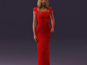 woman in long red dress 0535 3d print ready 3D Print Model