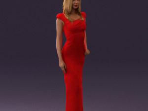 woman in long red dress 0535 3d print ready 3D 프린트 모델