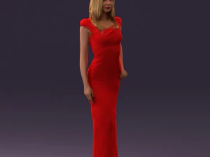 woman in long red dress 0535 3d print ready 3D Print Model