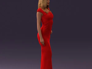 woman in long red dress 0535 3d print ready 3D Print Model