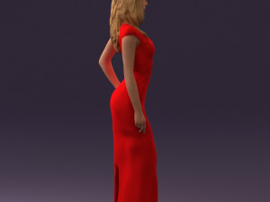 woman in long red dress 0535 3d print ready 3D 프린트 모델