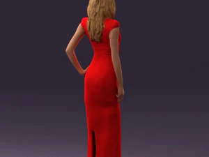woman in long red dress 0535 3d print ready 3D Print Model