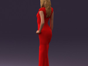 woman in long red dress 0535 3d print ready 3D 프린트 모델
