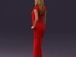 woman in long red dress 0535 3d print ready 3D Print Model