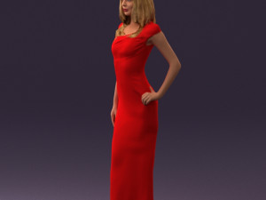 woman in long red dress 0535 3d print ready 3D 프린트 모델