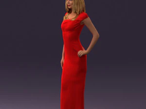 woman in long red dress 0535 3d print ready 3D Print Model