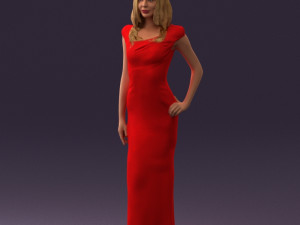 woman in long red dress 0535 3d print ready 3D 프린트 모델