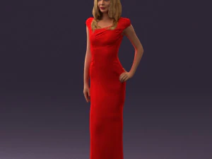 woman in long red dress 0535 3d print ready 3D Print Model