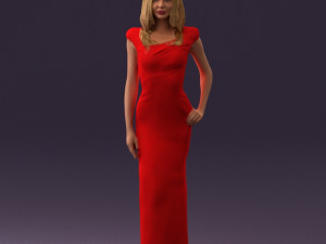 woman in long red dress 0535 3d print ready 3D 프린트 모델