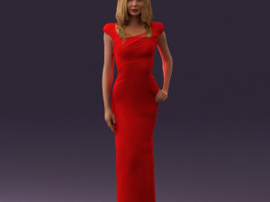 woman in long red dress 0535 3d print ready 3D 프린트 모델
