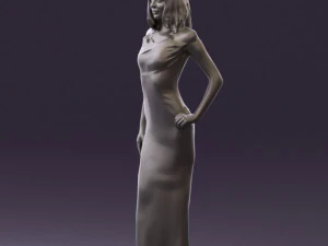 woman in long red dress 0535 3d print ready 3D Print Model