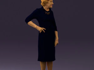 old woman in black silver crown 0555 3D Model
