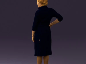 old woman in black silver crown 0555 3D Model