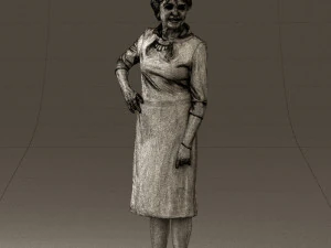 old woman in black silver crown 0555 3D Model