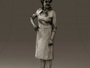 old woman in black silver crown 0555 3D Model