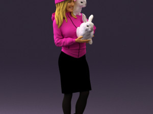 woman in pink with rabits 0558 3Dモデル