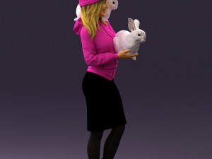 woman in pink with rabits 0558 3Dモデル