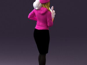 woman in pink with rabits 0558 3Dモデル