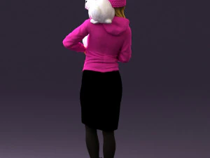 woman in pink with rabits 0558 3D Model