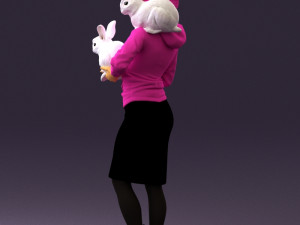 woman in pink with rabits 0558 3Dモデル