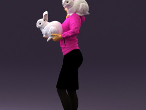 woman in pink with rabits 0558 3Dモデル