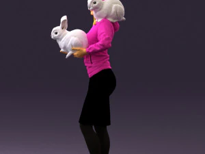 woman in pink with rabits 0558 3D Model